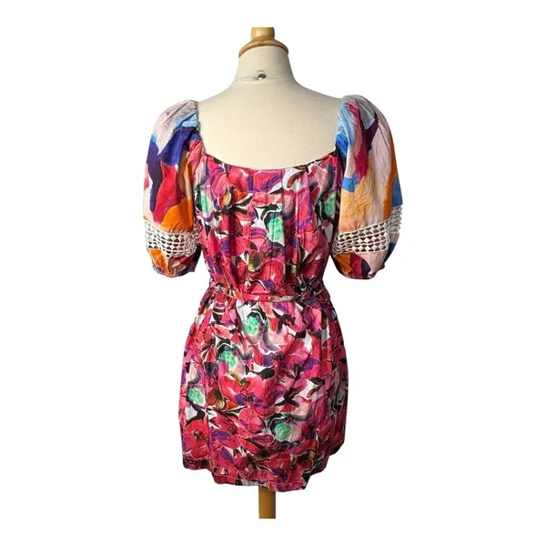 French Connection Isadora‎ Patch Poplin Bardot Dress Medium Multicolor Mini NWT - Image 12