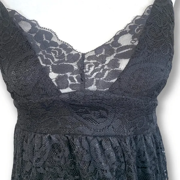 Y2K Whimsigoth Fairy Grunge Dark Romance Ethereal Sheer Lace Cami Babydoll Top‎ - Image 4