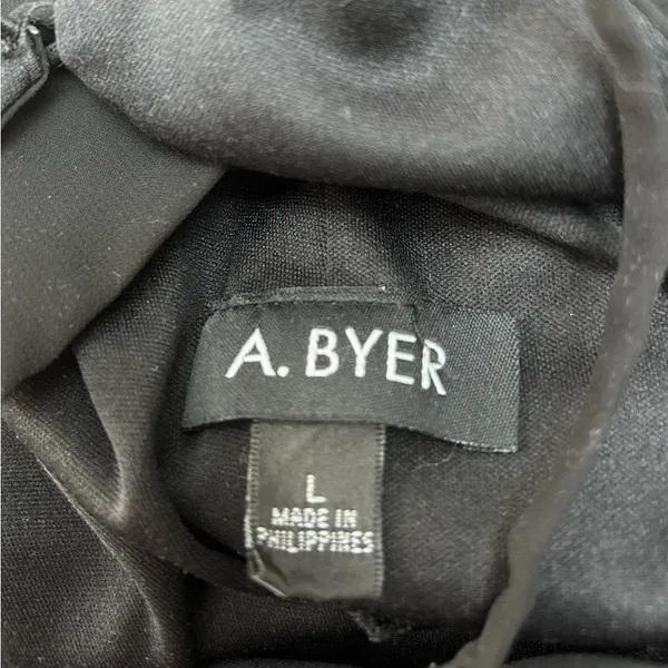 A. Byer Women's Large Black Spaghetti Strap Dress - 100% Polyester - Image 3