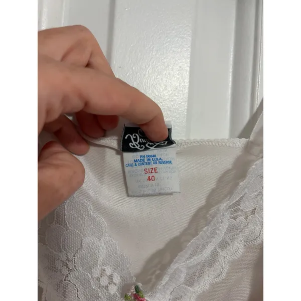 Vintage Style Satin Slip Dress Lace‎ Trim Cream Romantic Coquette Small - Image 7