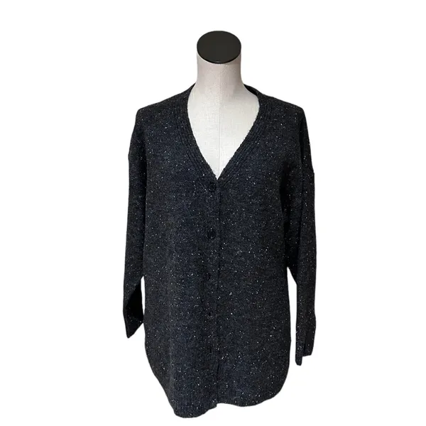 Nwot Zara Wool / Alpaca Blend Rib Trim Knit Long Cardigan Gray Small - Image 10