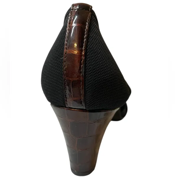 VANELI Black/Brown Animal Trim Canvas Side Cut Out High Heel Shoes - 8.5 Narrow - Image 10
