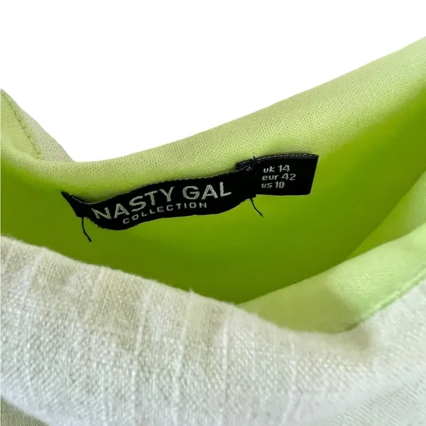 Nasty Gal Lime Green Linen Blend Mini Dress size 10 - Image 3