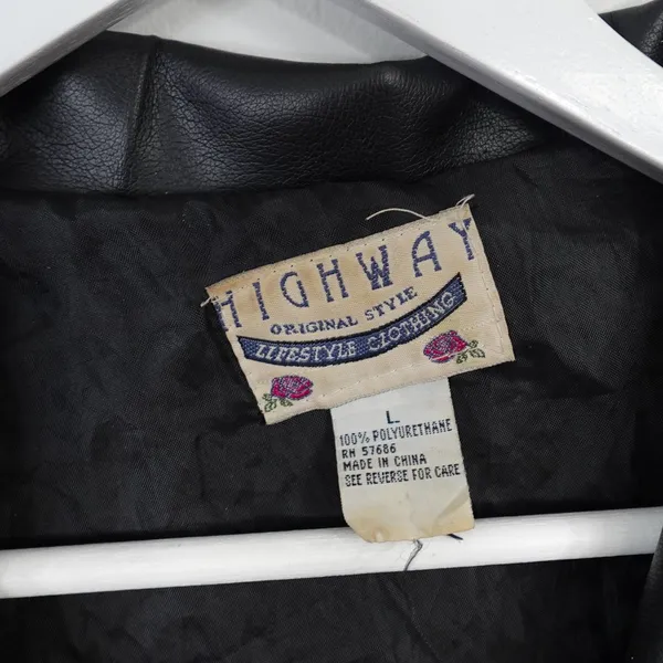 Vintage Faux Vegan Black Leather Jacket Blazer - Image 3