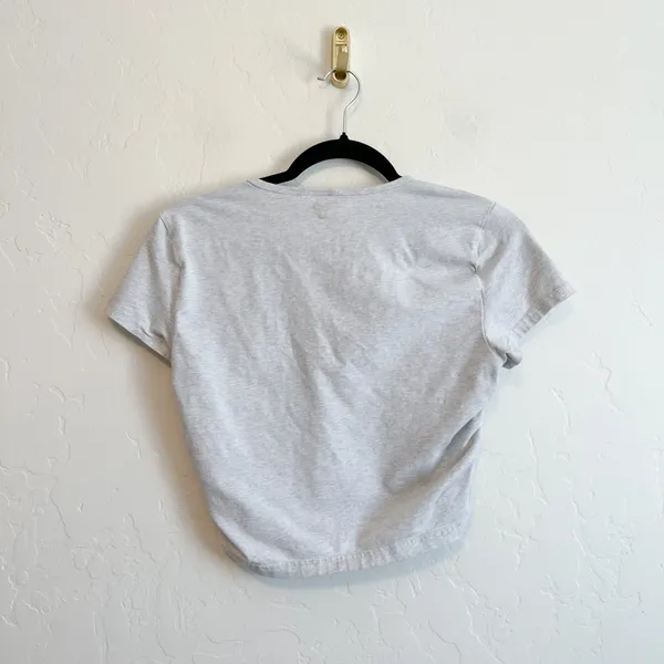 Aritzia TNA | Malibu Cotton Ruched Side Cropped Top in Heather Grey - Image 3