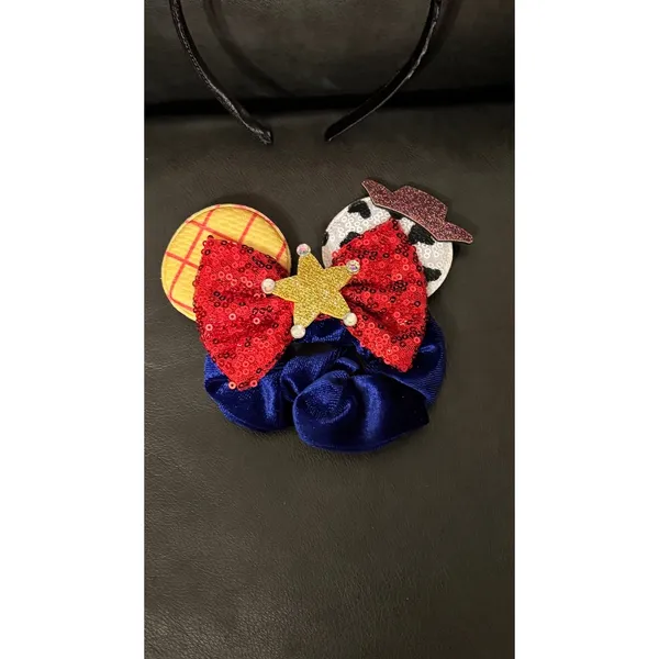 Toy Story inspired Woody Jessie red bow Ears headband and matching scrunchie set - Image 4
