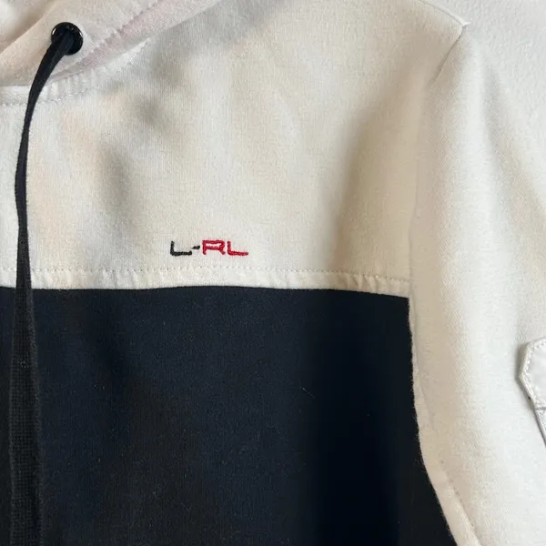 Lauren Active Ralph Lauren Womens Vintage Full Zip Hoodie‎ Black White Red XL - Image 4