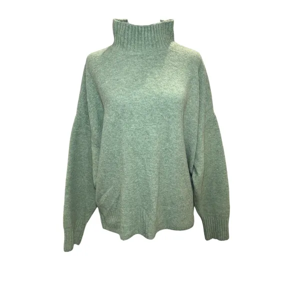 For the Republic Sage Green Wool‎ Blend Mock Turtleneck Sweater Large Cozy Hygge - Image 2