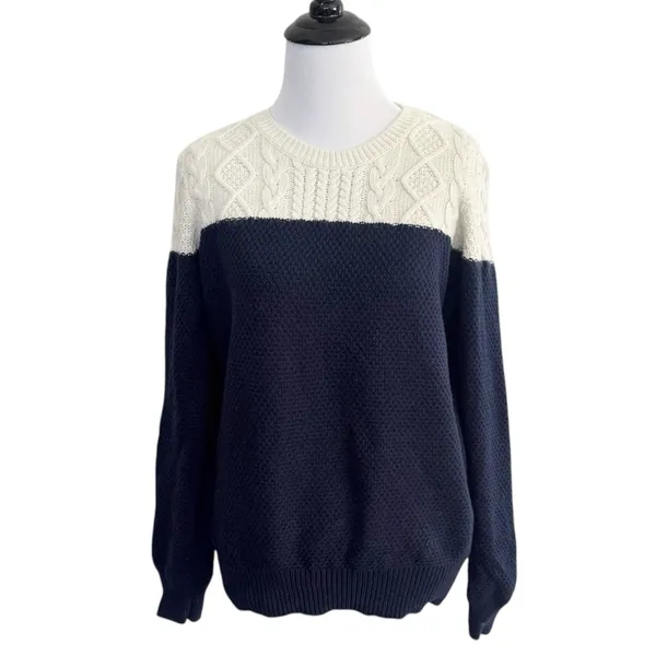 Madewell Color Block Cable Knit sweater size Medium - Image 2
