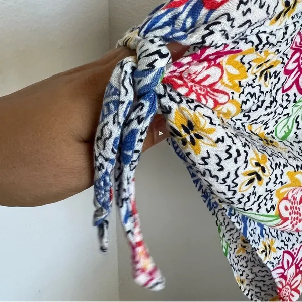 Urban Outfitters Strapless Romper Playsuit Smocked Upper Colorful Medium - Image 4