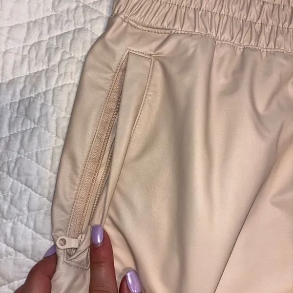 Aerie Tan Wide-Leg leather Pants - Image 2