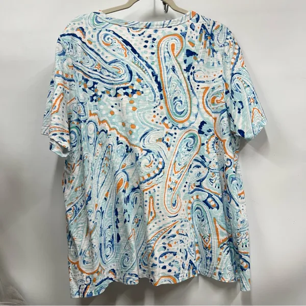 Chico's paisley v-neck tee t-shirt womens Size 3 (XL) blue short sleeve beach - Image 7