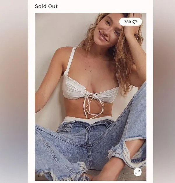 For Love And Lemons White Clementine Tie-Front Bralette large NWT - Image 3