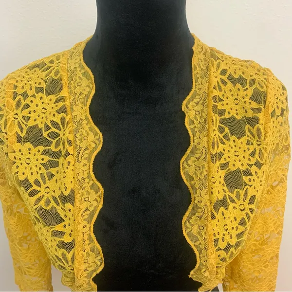 Women’s‎ L Yellow Lace Bolero Jacket Whimsical Fairy Romantic Feminine Festival - Image 2