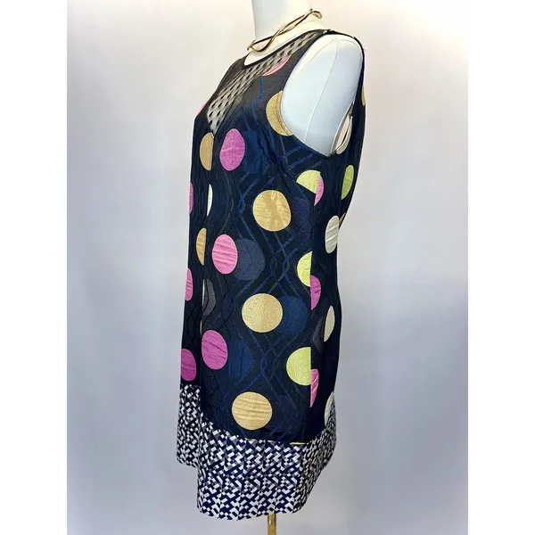 Maeve Anthropologie‎ Polka Dot Metallic Shift Dress Size Small Mod Art Deco - Image 4