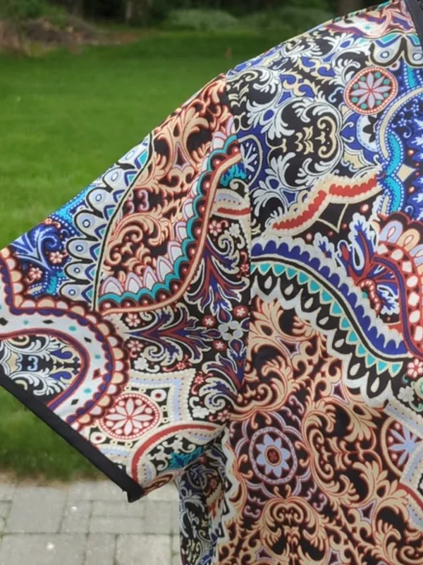 Spense Colorful High Low Hem Short Sleeve Shirt | Spense Boho Print Top - Image 5