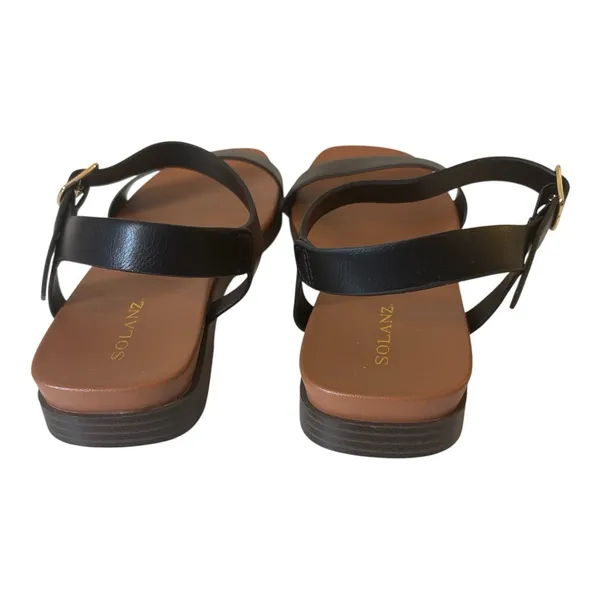 Solanz Riddle Sandals Size 9.5 Black Louise Open Toe‎ Adjustable Strap - Image 3