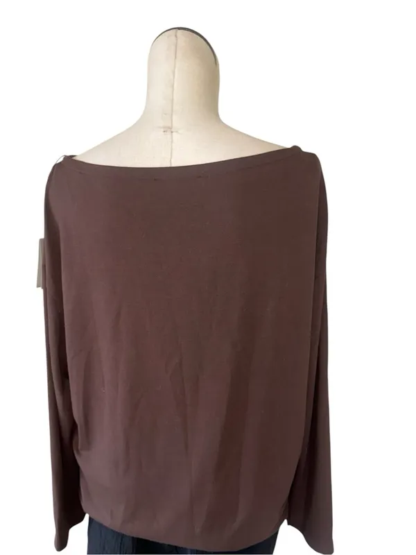 NWT AllSaints Rita Boat Neck Long Sleeve Top Medium BITTER BROWN - Image 6