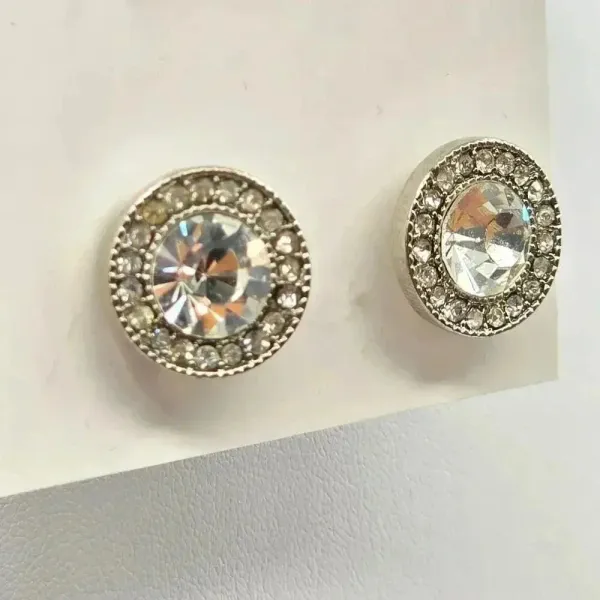 Silver Circle Stud Medium‎ Boho Retro Earrings Rhinestone Fashion Jewelry E58 - Image 2