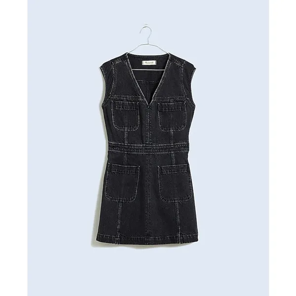 Madewell Denim Cap-Sleeve Mini Dress Tarrybrook Wash 6 NWT - Image 4