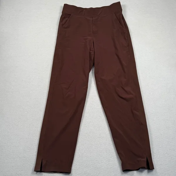 Athleta Brooklyn Ankle Pant Womens 6 Brown Ribbed Side Panel Stretch Tapered Leg - Image 2