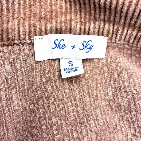 She + Sky Brown Beige Corduroy Cropped Casual Jacket - Image 8