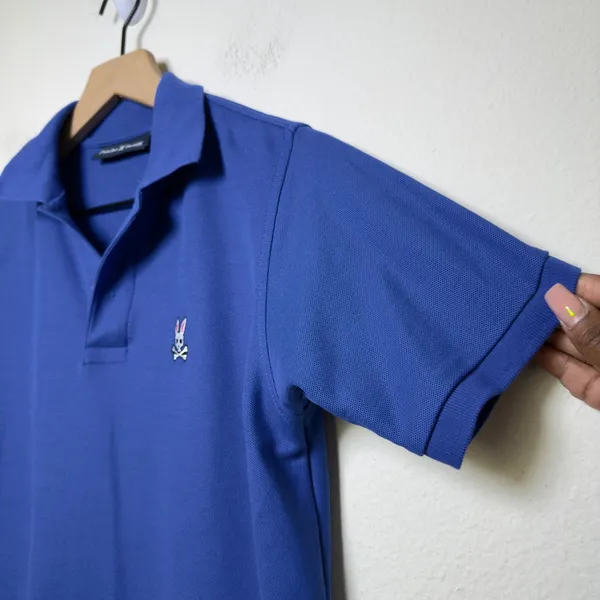 Psycho Bunny Women 100% Pima Cotton Polo Shirt XS Blue Logo‎ Preppy Tennis Prep - Image 2