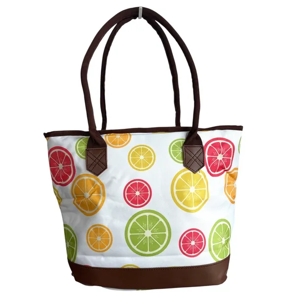 Citrus Fruit Print Large Insulated Lunch Tote Zipper Cooler Bag NWT - Image 6