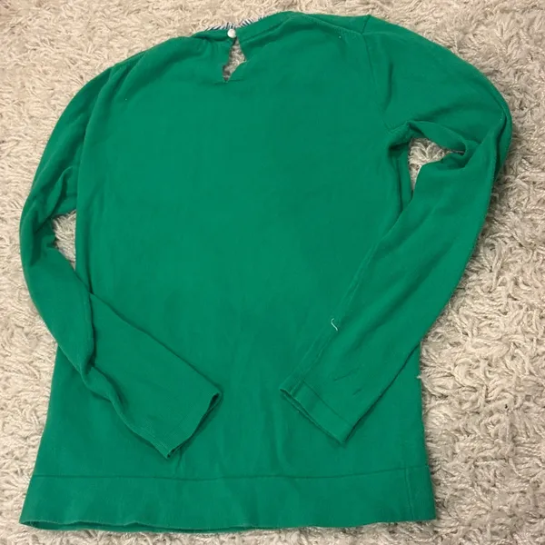 J. Crew Vibrant Green Sweater with Striped Trim - Image 5