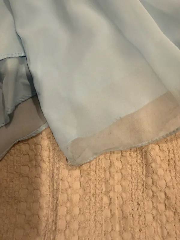 Azazie Sky Blue Chiffon V-Neck Pleated Spaghetti Strap Bridesmaid Dress Size A2 - Image 9