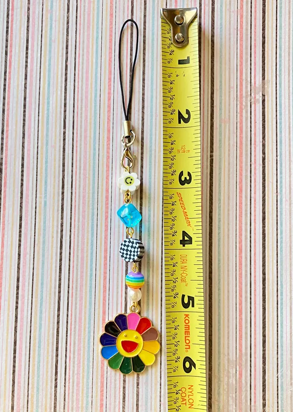 Handmade Kawaii retro y2k Rainbow flower & mix beads phone strap/accessory/keychain/bag charm/display💖 - Image 4