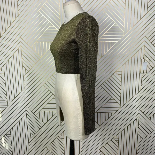 REFORMATION Jupiter Metallic Crop Top‎ In Black Sparkle Size US Small - Image 7