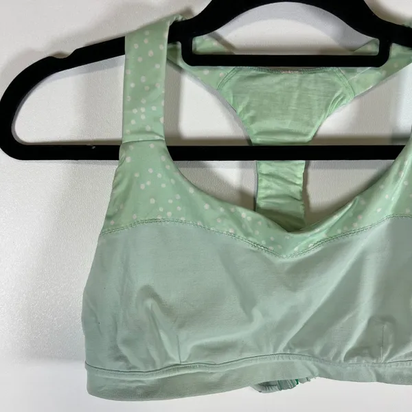 Lululemon Mint Green Polka Dot Racerback Sports Bra Size 10 Mesh Back‎ Support - Image 2