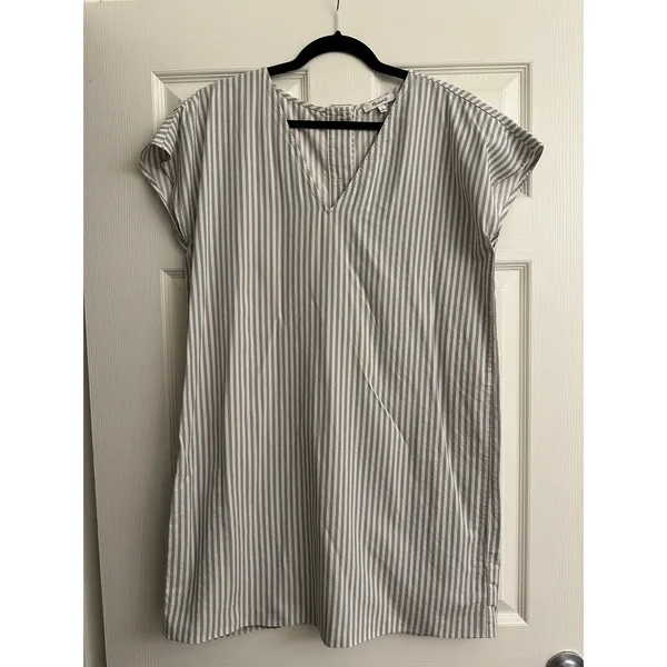 Madewell Green/Cream Button-Back Easy Dress - Image 3