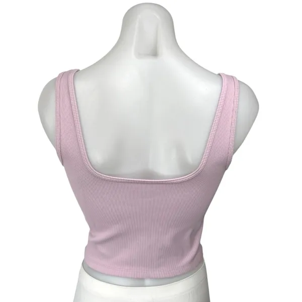 Abercrombie & Fitch Soft A&F Pink Rib Knit Hook & Eye Corset Bustier Tank Top M - Image 2
