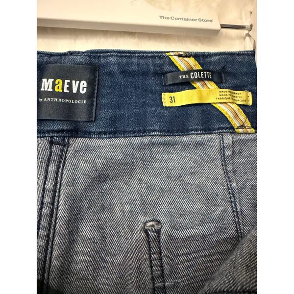 Maeve Anthropologie Colette Wide Leg Crop Jeans 31 Dark Wash High Rise Denim - Image 7