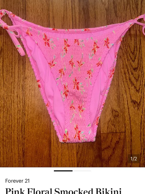 Women’s Pink Floral Two-Piece One-Piece Style Swimsuit XL - Image 2