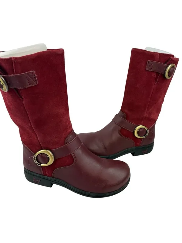 Alegria Kris Boots Womens Size 36/5-5.5 Red Leather Mid Calf Comfort Fall Winter - Image 5