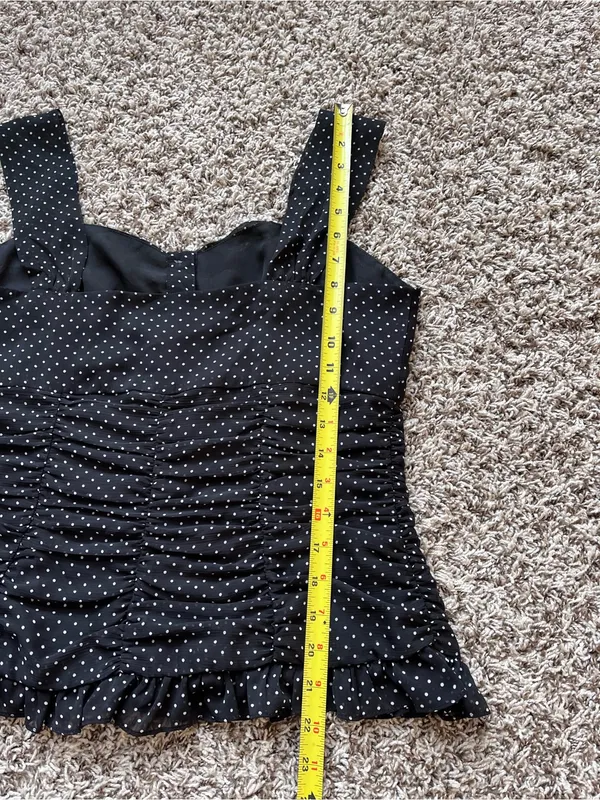 Bandolino Ruched Polka Dot Button Down Tank Top Black Size 10 - Image 8