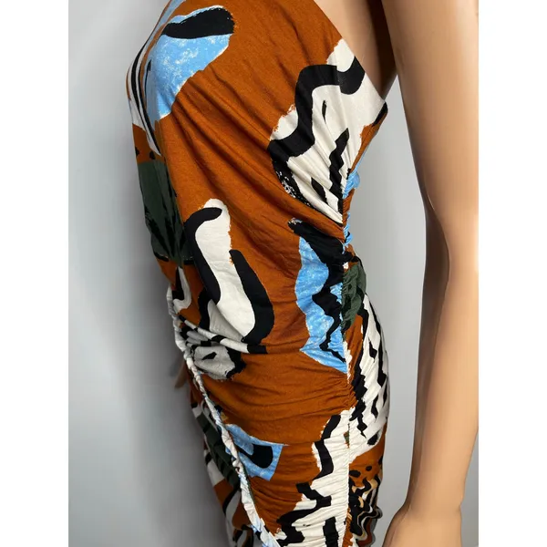 Celandine Suzanne Lustig Gabbie strapless ruched tube dress size L abstract boho - Image 11