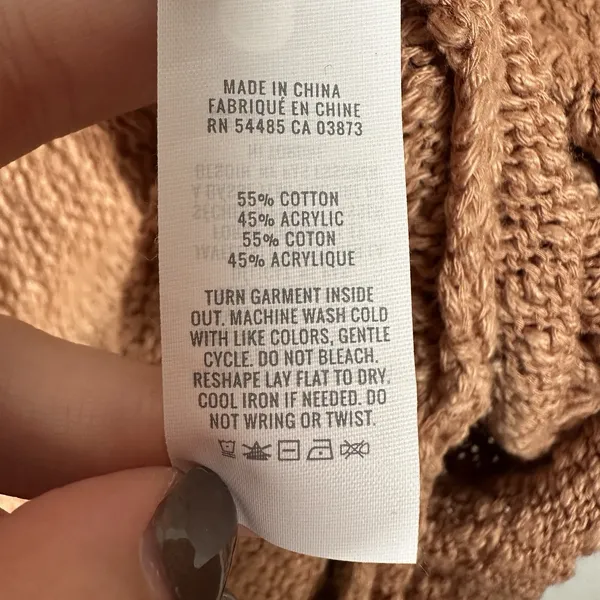 Aerie Oversized‎ Voop Knit Sweater Womens Medium Tan Cotton Blend Beachy Coverup - Image 6