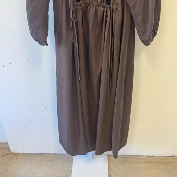 DISSH Linen Boho Western Off The Shoulder Midi Dress Cutouts Brown‎ Sz 12 - Image 4