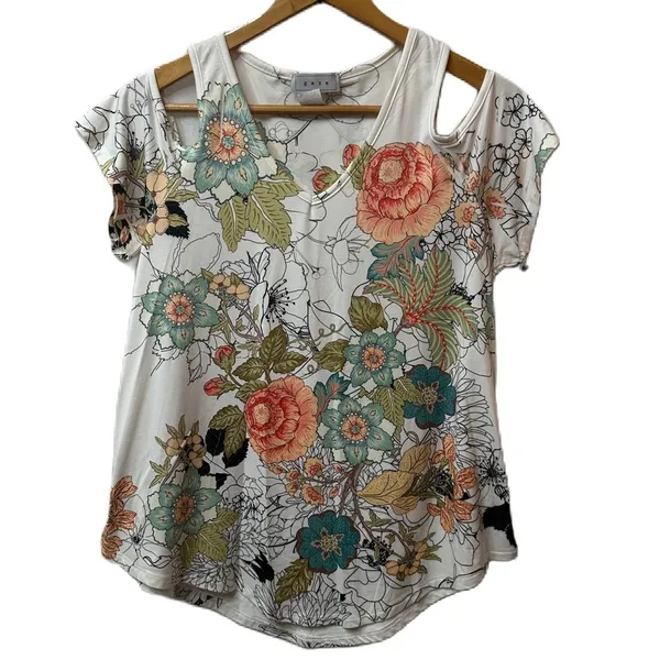 Gaze Women’s Floral Cold‎ Shoulder Top Size Large - Image 7