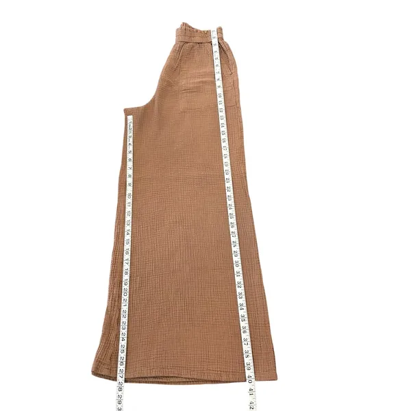 Aerie Brown Gauze Wide Leg Pants Elastic Waist Patch Pocket Boho Beachcore - Image 5