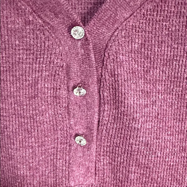 U.S. Polo Assn Burgundy Waffle Knit Thermal Henley Top Size‎ L 90’s - Image 4