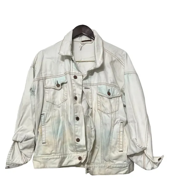 FREE PEOPLE Tie Dye Denim Jean Jacket Coat - Image 12