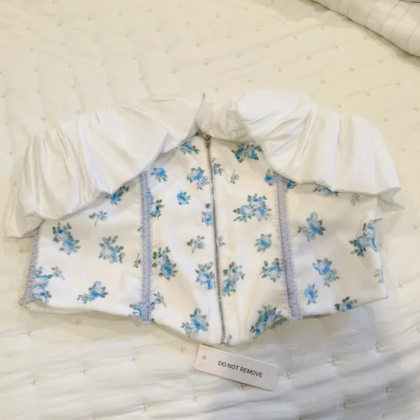 NWT FOR LOVE & LEMONS‎ Evelyn Floral Velvet Corset Top size Medium - Image 4