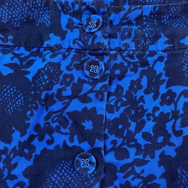 Boden Sara Linen Button Front Blue Floral Skirt - Image 6