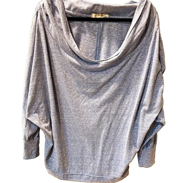Free People We The Free Blue Cowl Neck Dolman Relaxed Knit Top Medium - Image 3