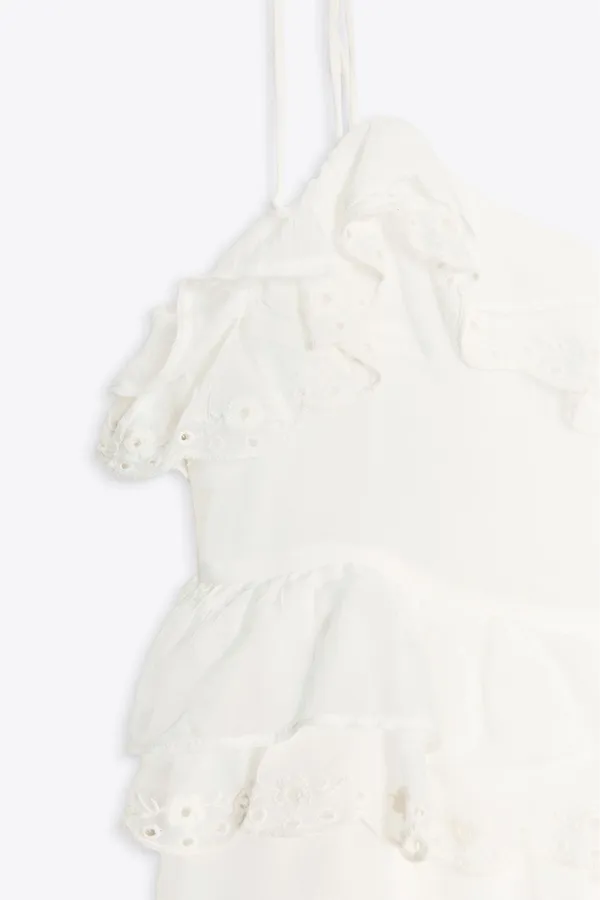 Zara White Ruffled Tie-Shoulder Bohemian Lace Trim Mini Dress - Image 13